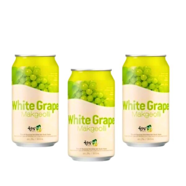 3 Vinhos de Arroz Coreano Makgeolli Uva Gaseificado Lata 350ml