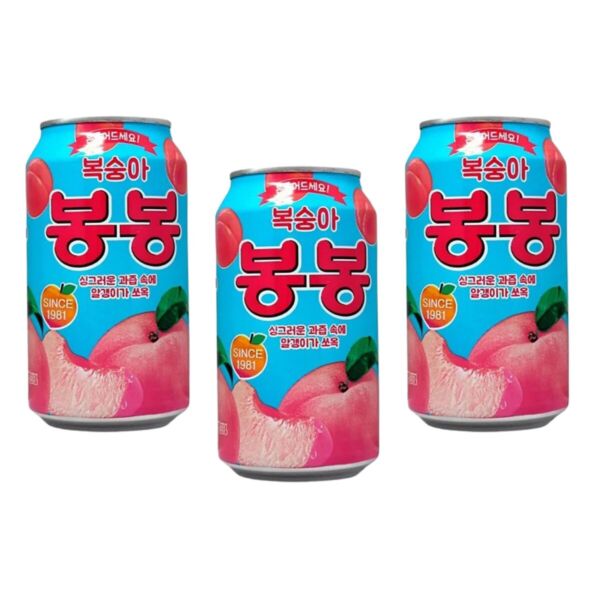 3 Sucos Pêssego Coreano Bonbon Lata 340ml