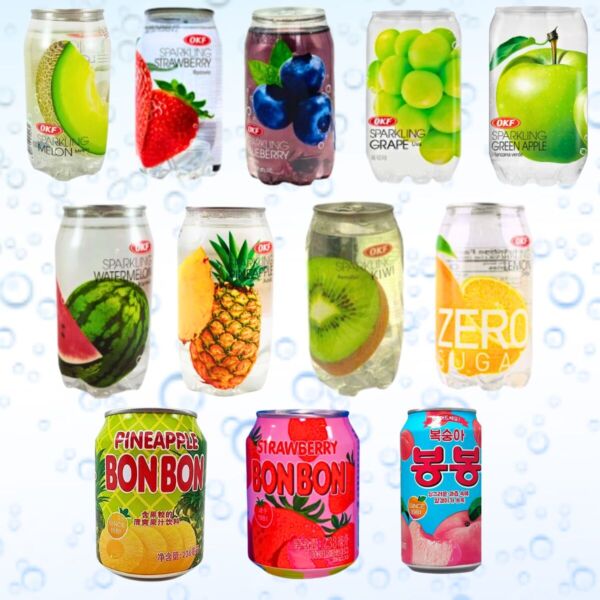 Kit de Refresco Sparkling Coreano e Suco Bon Bon Sabores Diversos